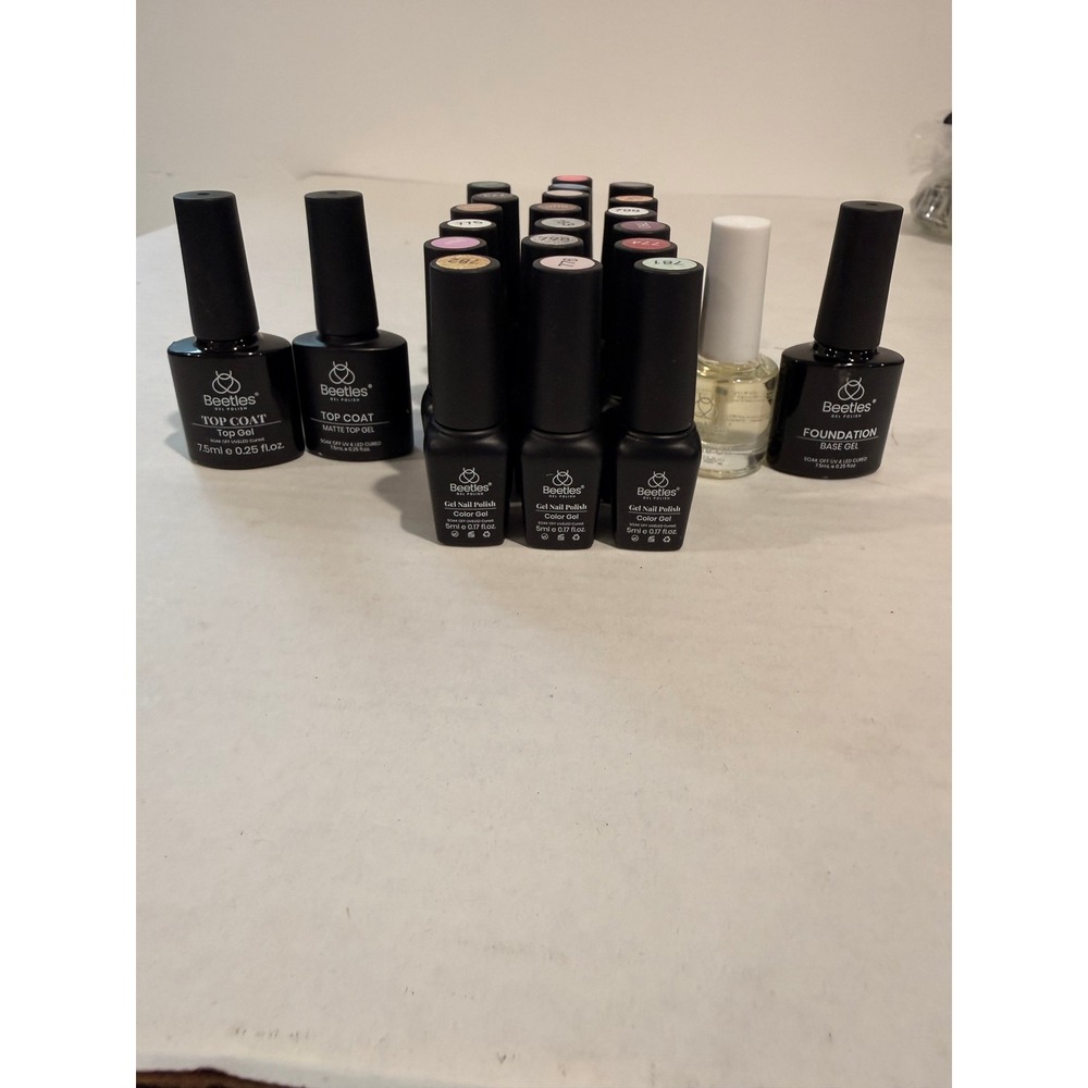 Beetles Gel Polish Set 20 Colors Base Top Coat Matte Glossy Cuticle Oil Bundle